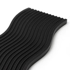 SOGA 39cm Black Wave Ribbed Wooden  - Premium Beech Wood Decorative Tray