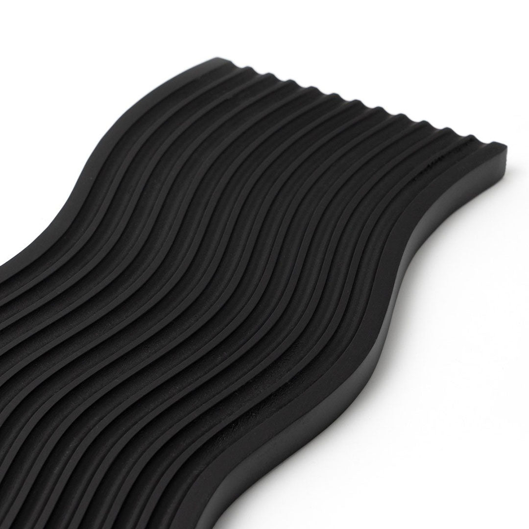 SOGA 39cm Black Wave Ribbed Wooden  - Premium Beech Wood Decorative Tray