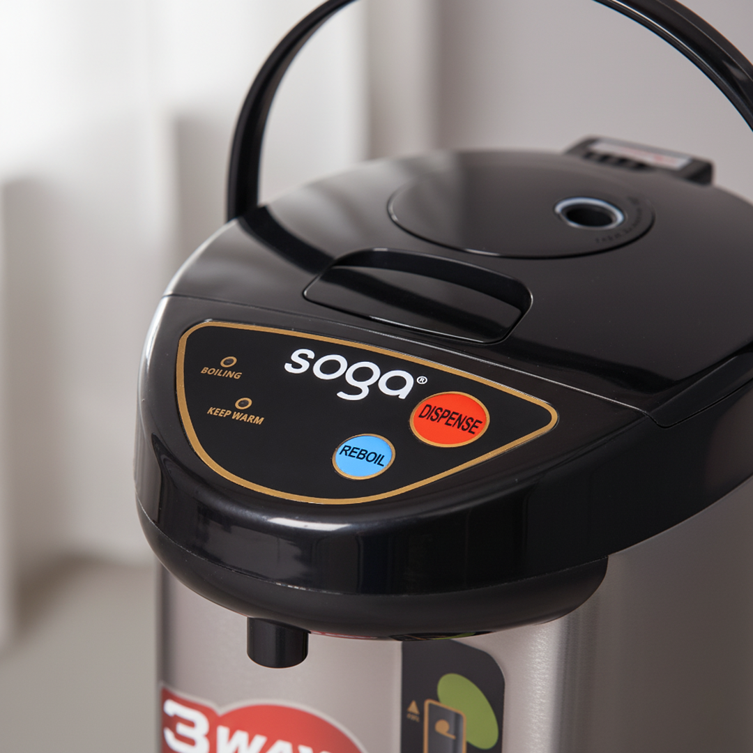 SOGA 2X 4.2L Silver Stainless Steel Electric Thermal Pot Dispenser with 3 Dispensing Modes