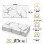 SOGA Peel & Stick Floor and Wall Tiles 30 x 60cm 10 Pack White Grey Faux Marble