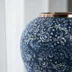 SOGA 21x22cm Blue with White Mini Floral Small Ceramic Flower Vase Elegant Living Room Home Decor