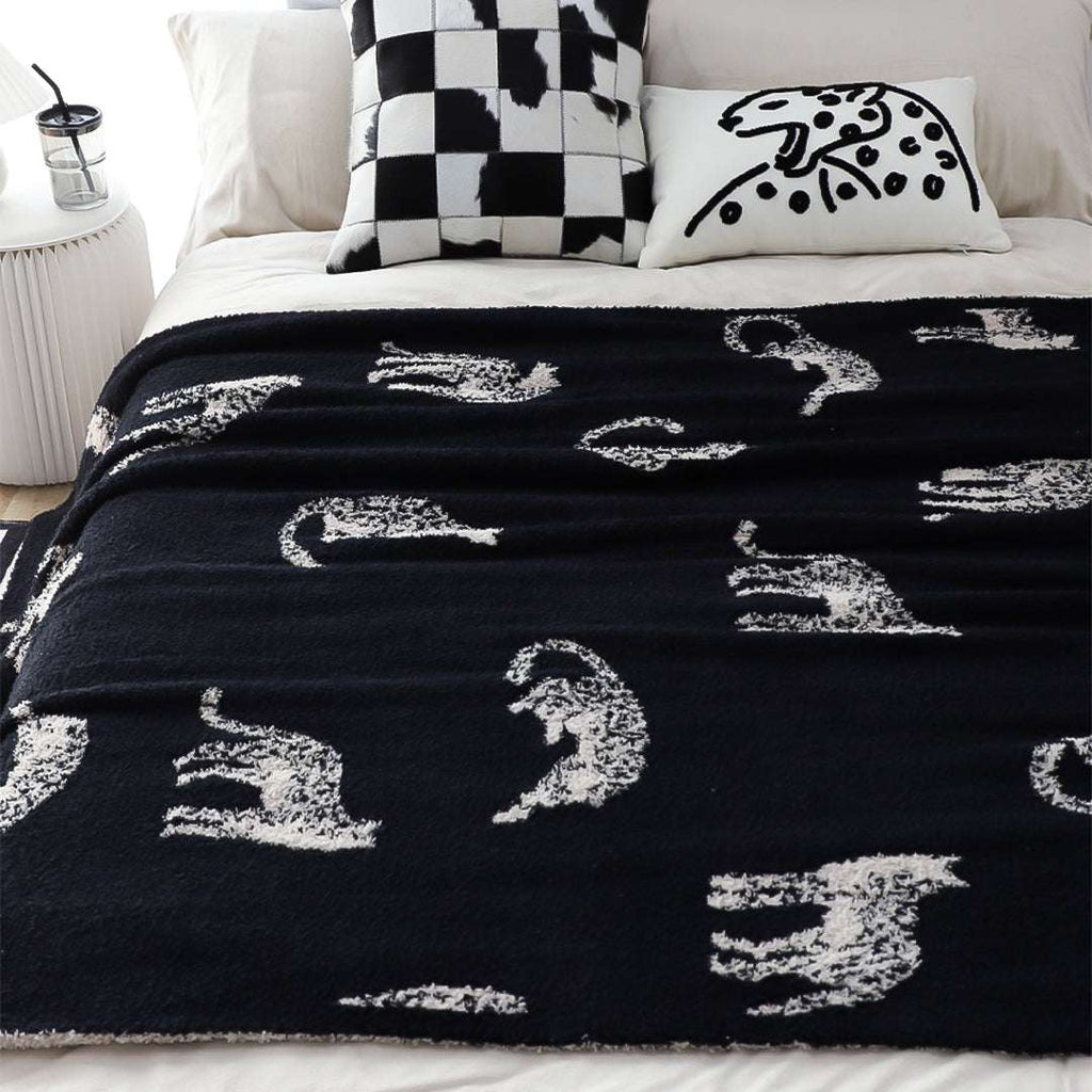 SOGA 2X Black Cream Animal Print Throw Blanket 130x180cm Polyester $ 228