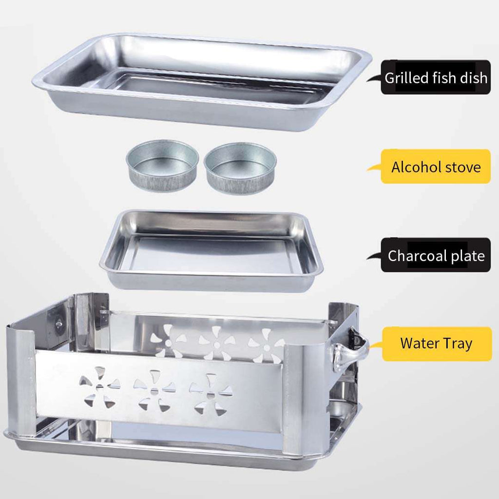 2X 40CM Portable Stainless Steel Outdoor Chafing Dish BBQ Fish Stove Grill Plate $ 151