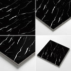 SOGA Peel & Stick Floor and Wall Tiles 60 x 60cm 10 Pack Black Faux Marble