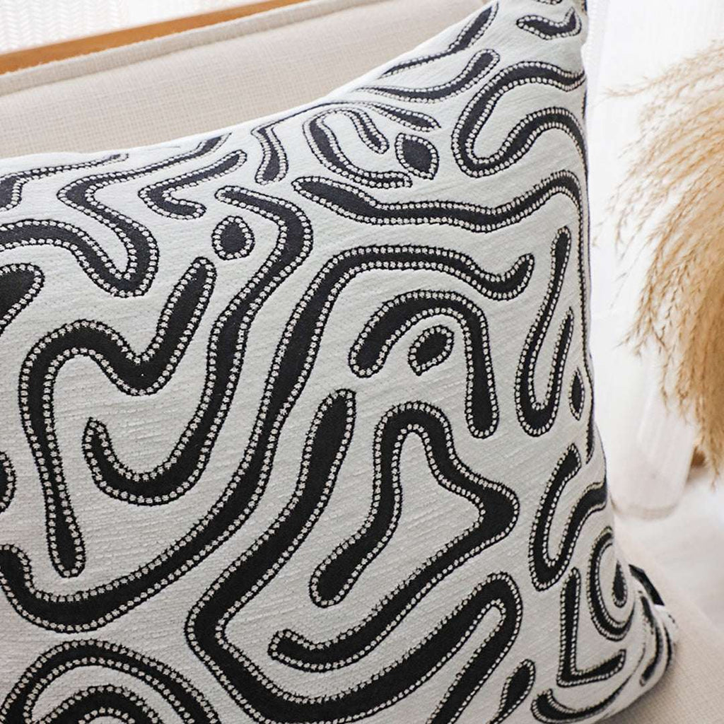 SOGA 2X 50cm Black White Abstract Swirl Pattern Decorative Throw Pillow $ 140