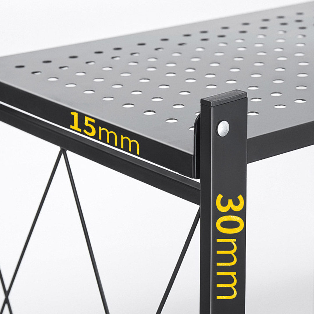 SOGA 4 Tier Steel Black Foldable Kitchen Cart Multi-Functional Shelves Storage Organizer with Wheels