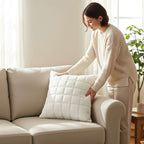 SOGA 2X Quilted Cushion 50cm White Grid Pattern Soft Padded Decorative Throw Pillow $ 119