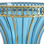 SOGA 65 cm Blue Glass Tall Floor Vase with Metal Flower Stand – Elegant Statement Piece for Modern Homes