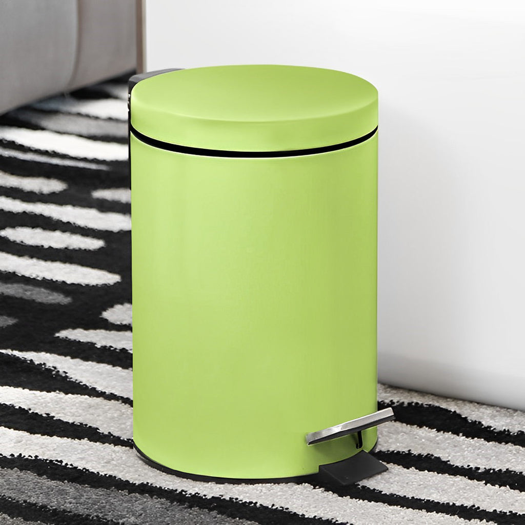 SOGA 4X Foot Pedal Stainless Steel Rubbish Recycling Garbage Waste Trash Bin Round 12L Green