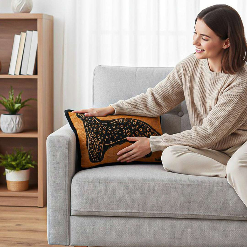 SOGA 2X 30cm Stylish Golden Yellow Black Leopard Pattern Throw Pillow $ 133