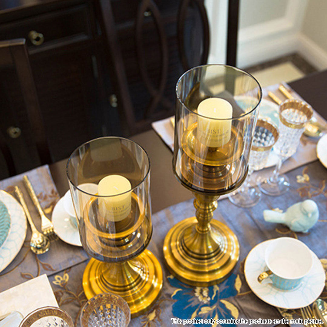 SOGA 42cm Gold Nordic Deluxe Candlestick Candle Holder Stand Pillar Glass /Iron