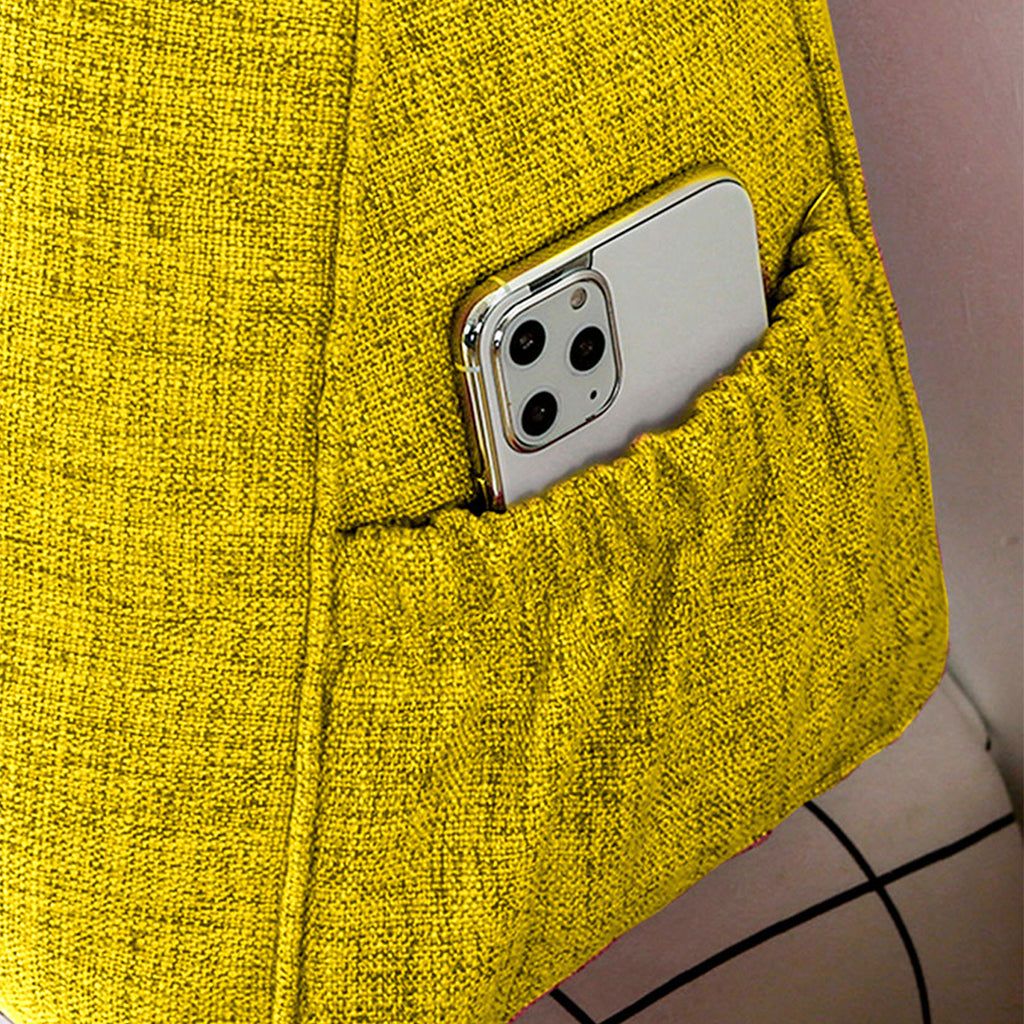 SOGA 2X 100cm Yellow Triangular Wedge Bed Pillow Headboard Backrest Bedside Tatami Cushion Home Decor