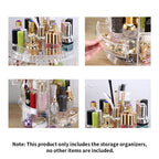 SOGA 360 Degree Rotating Makeup Organiser Cosmetics Holder with 20cm White Rechargeable LED Light  Tabletop Vanity Mirror Set