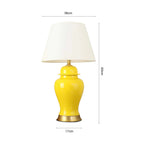 SOGA Oval Ceramic Table Lamp with Gold Metal Base Desk Lamp Yellow
