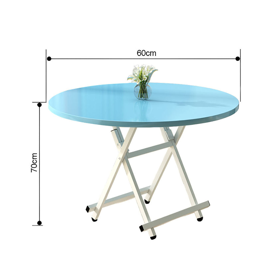 SOGA 2X Blue Dining Table Portable Round Surface Space Saving Folding Desk Home Decor
