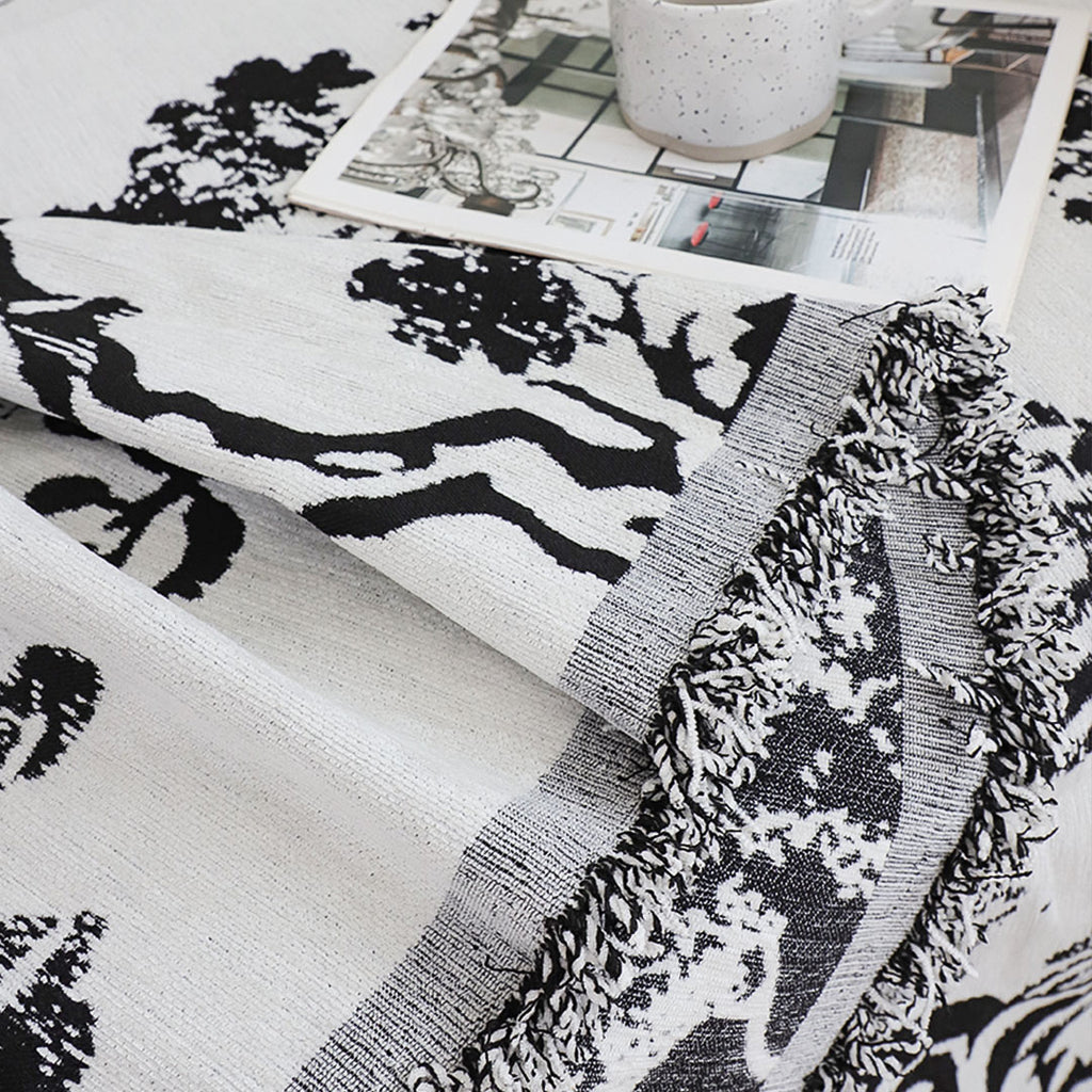 SOGA Four-seater White Sofa Cover Tree Print 180x420cm Polyester