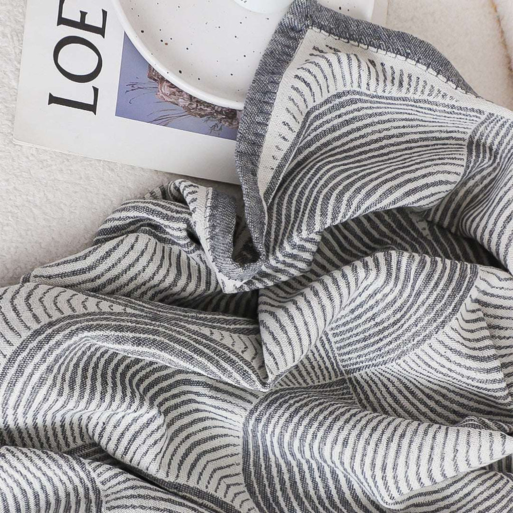 SOGA 2X Charcoal Gray Geometric Swirl Throw Blanket 130x180cm Polyester $ 155