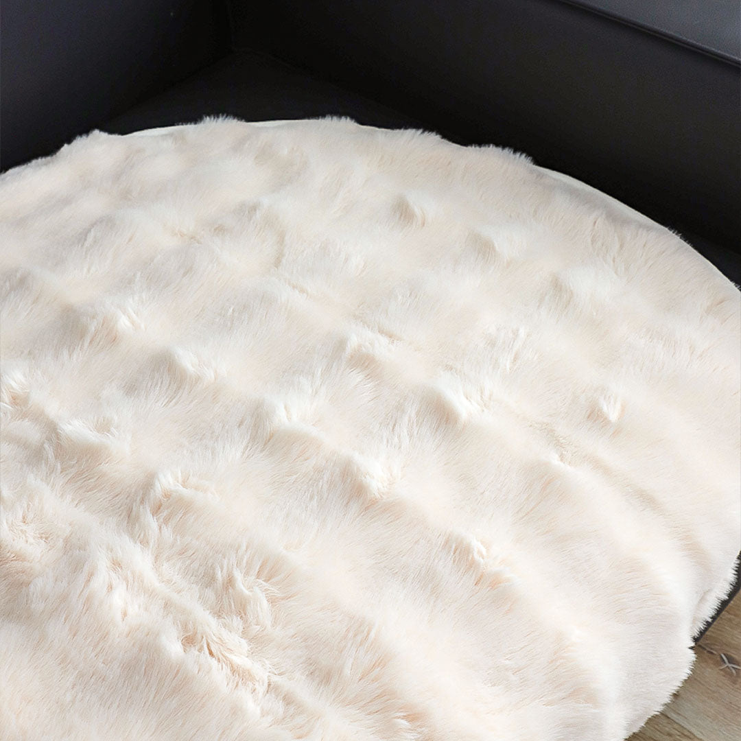 SOGA Four-seater Cream Faux Fur Throw Blanket 90x260cm Polyester