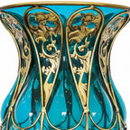 SOGA 85cm Blue Glass Tall Floor Vase and 12pcs Pink Artificial Fake Flower Set