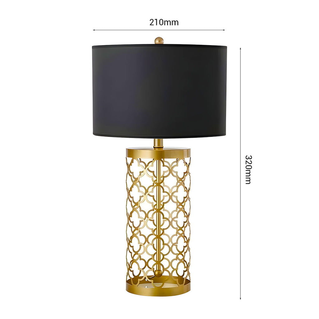 SOGA Golden Hollowed Out Base Table Lamp with Dark Shade