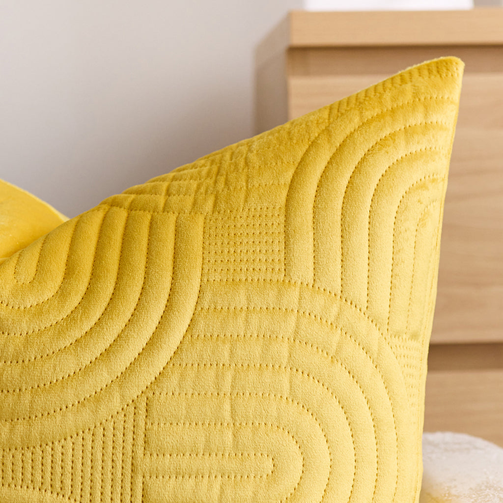 SOGA 50cm Yellow Textured Geometric Pattern Decorative Throw Pillow