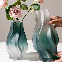 SOGA 27cm Glass Vase Blue with Beautiful glass Bubble Texture Art Vases