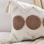 SOGA 2X Boho Tufted Cushion 30x50cm Tassel White Brown Circle Decorative Throw Pillow $ 140