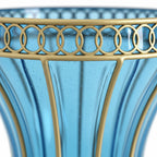 SOGA 67cm Blue Glass Tall Floor Vase with 10pcs White Artificial Fake Flower Set