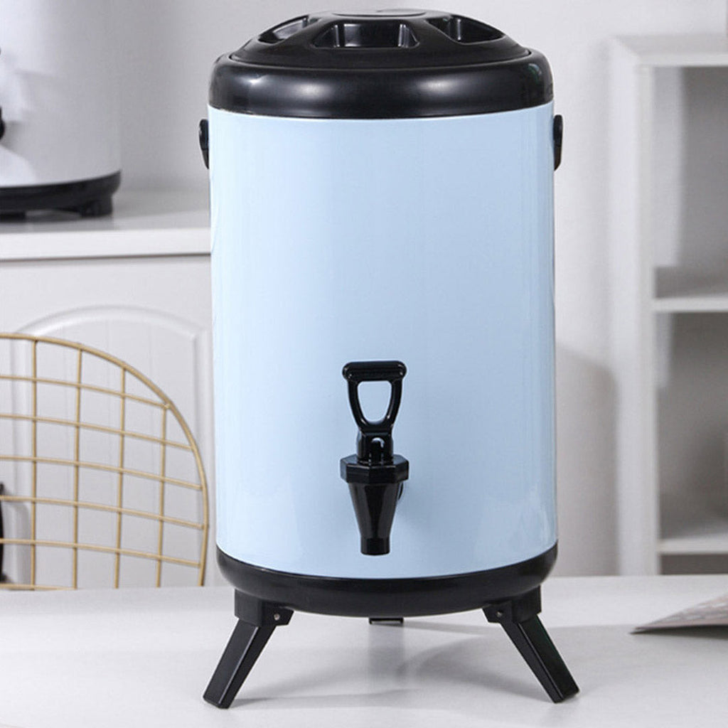 SOGA 8X 8L Stainless Steel Insulated Milk Tea Barrel Hot and Cold Beverage Dispenser Container with Faucet White