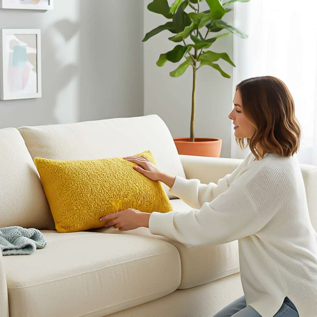 SOGA 2X Boucle Textured Cushion 30x50cm Mustard Yellow Soft Cozy Decorative Throw Pillow $ 119