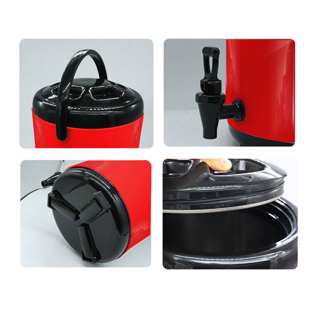 SOGA 2X 18L Stainless Steel Insulated Milk Tea Barrel Hot and Cold Beverage Dispenser Container with Faucet Red