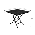 SOGA 2X Black Dining Table Portable Square Surface Space Saving Folding Desk with Lacquered Legs Home Decor