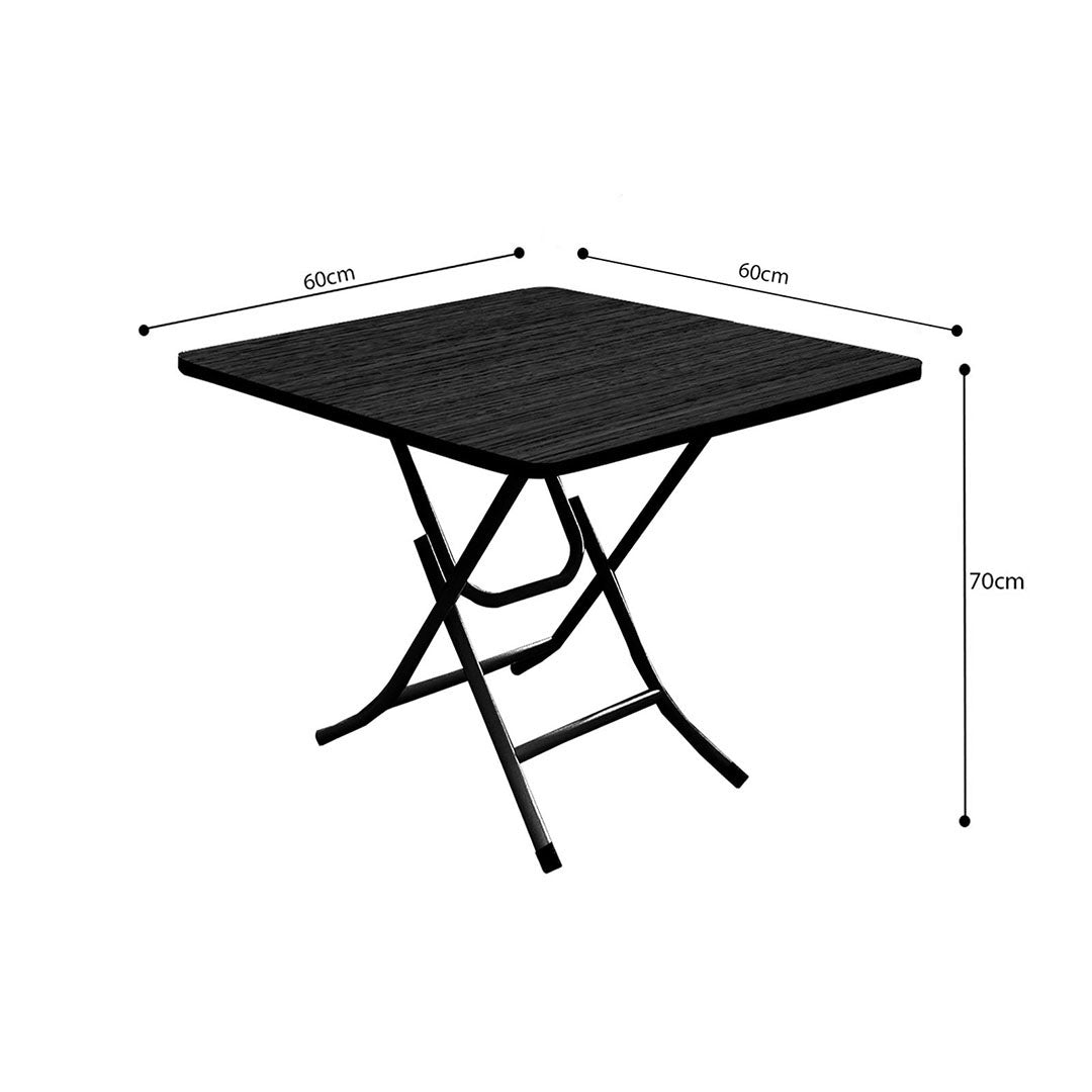 SOGA 2X Black Dining Table Portable Square Surface Space Saving Folding Desk with Lacquered Legs Home Decor