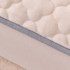 SOGA 2X Beige 153cm Wide Mattress Cover Thick Quilted Fleece Stretchable Clover Design Bed Spread Sheet Protector with Pillow Covers05