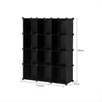 SOGA 4 Tier 12-Cube Black Portable Wardrobe Divide-Grid Modular Storage Organiser Foldable Closet