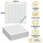 SOGA Peel & Stick Floor and Wall Tiles 60 x 60cm 10 Pack White Grid Tile Look