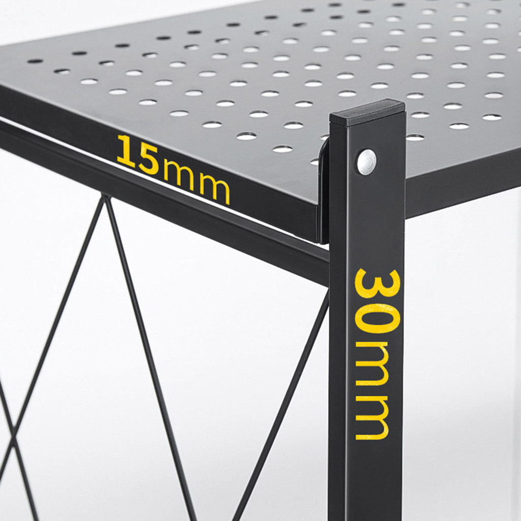 SOGA 5 Tier Steel Black Foldable Kitchen Cart Multi-Functional Shelves Storage Organizer with Wheels