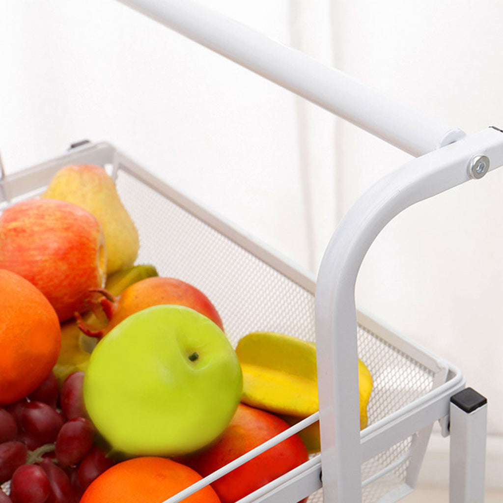 SOGA 3 Tier Steel White Adjustable Kitchen Cart Multi-Functional Shelves Storage Organizer with Wheels