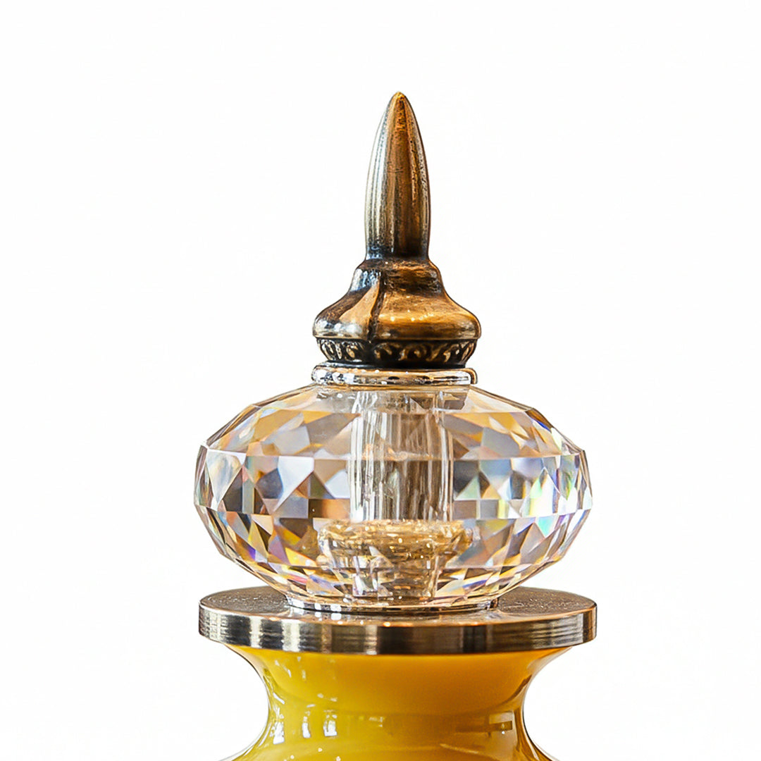 SOGA 42cm Ceramic Oval Flower Vase with Gold Metal Base Yellow