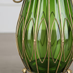 SOGA 51cm Green Glass Oval Floor Vase with Metal Flower Stand
