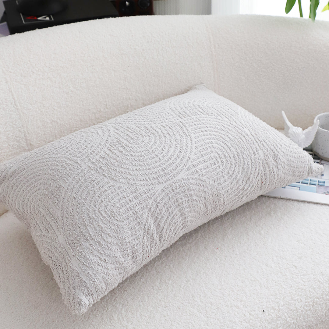 SOGA 2X 35cm Throw Pillow Beige Gray Lumbar Embroidered Decorative Cover Stitch for Home Decor