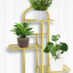 SOGA 8 Tier 9 Pots Gold Metal Plant Stand Flowerpot Display Shelf Rack Indoor Home Office Decor