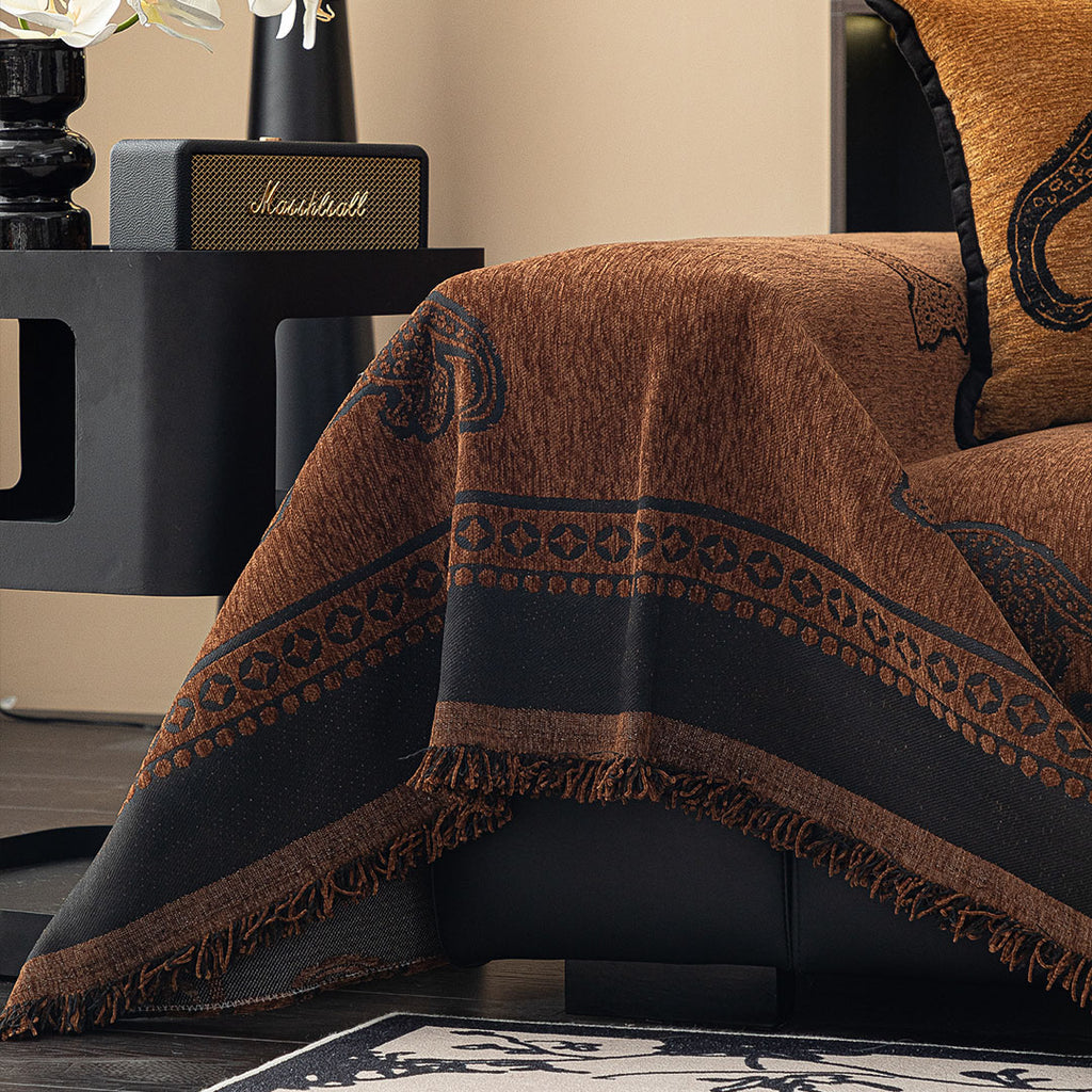 SOGA Three-seater Brown Sofa Cover Leopard Print 180x340cm Polyester