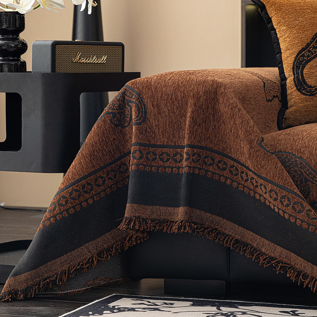 SOGA Three-seater Brown Sofa Cover Leopard Print 180x340cm Polyester