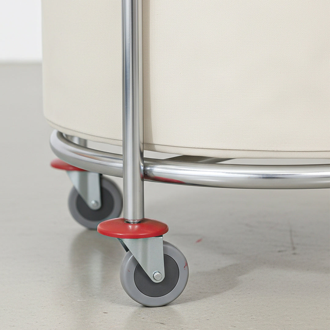 SOGA 2X Stainless Steel Commercial Round Soiled Linen Laundry Trolley Cart with Wheels White