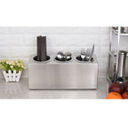 SOGA 2X 18/10 Stainless Steel Commercial Conical Utensils Cutlery Holder with 3 Holes
