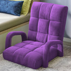 SOGA 2X Foldable Lounge Cushion Adjustable Floor Lazy Recliner Chair with Armrest Purple