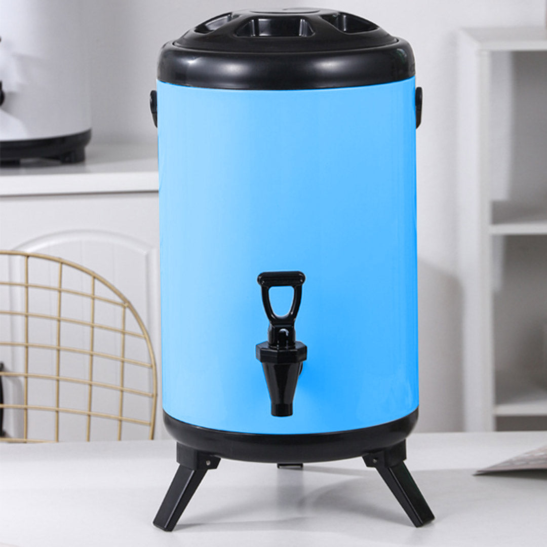 SOGA 8X 8L Stainless Steel Insulated Milk Tea Barrel Hot and Cold Beverage Dispenser Container with Faucet Blue
