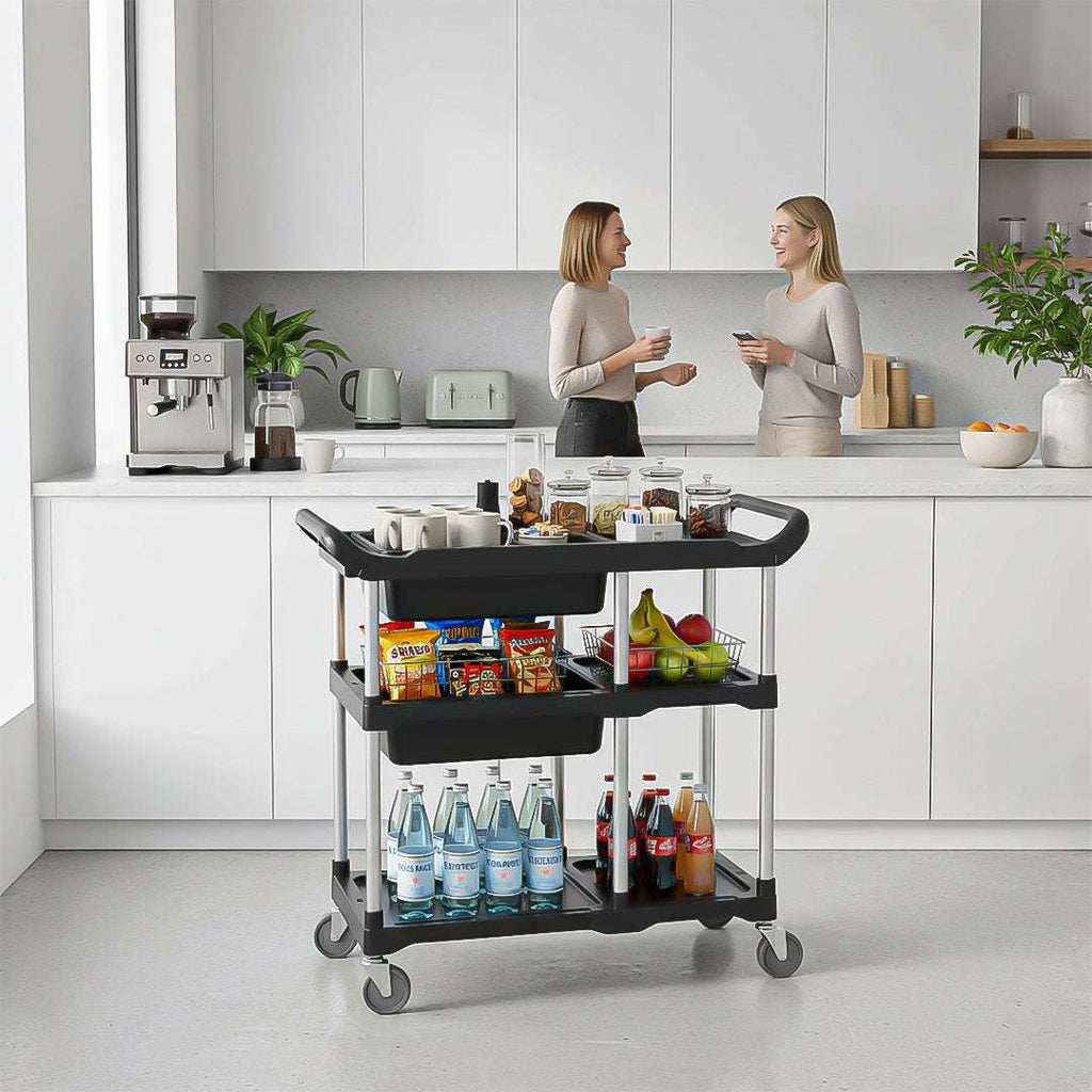 SOGA Black 3-Tier Kitchen Utility Trolley Cart with 5 Buckets $ 288