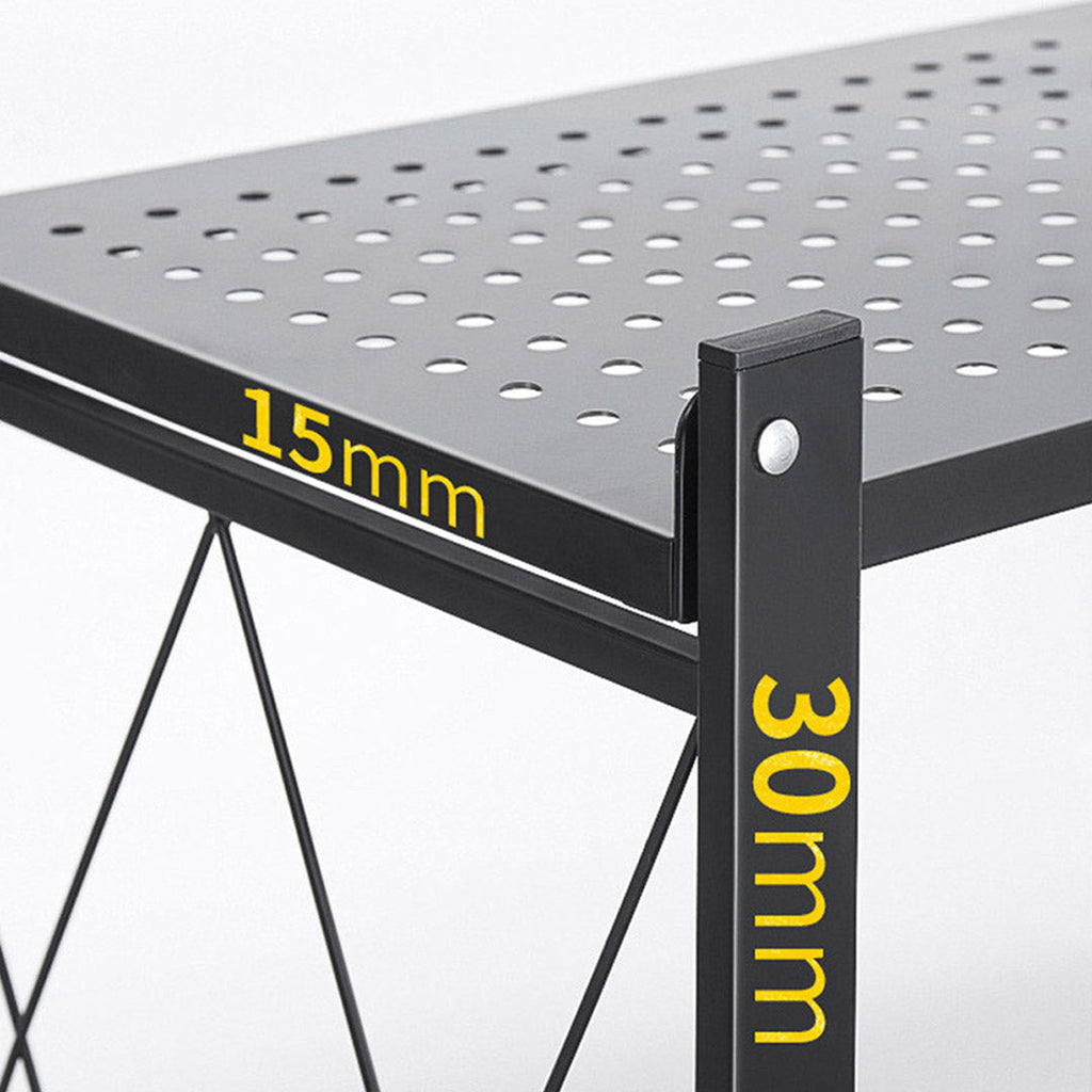 SOGA 2X 4 Tier Steel Black Foldable Kitchen Cart Multi-Functional Shelves Storage Organizer with Wheels